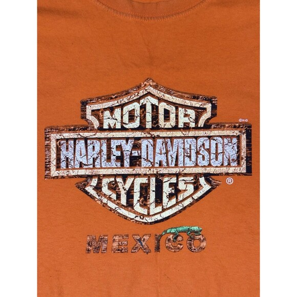 Harley-Davidson Cancun Mexico T-Shirt Orange Unisex Size Large Vintage 90s/2000s - Picture 4 of 9